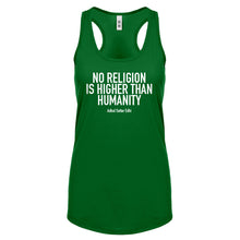 Racerback No Religion Higher than Humanity Womens Tank Top