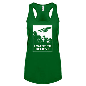 I Want to Believe Space Ship Womens Racerback Tank Top