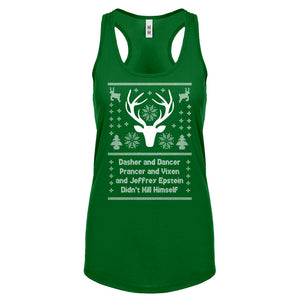Dasher and Dancer and Jeffrey Epstein Womens Racerback Tank Top