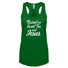 Racerback Raised on Sweet Tea and Jesus Womens Tank Top