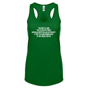 The Week is Long the Silver Cat Feeds Womens Racerback Tank Top