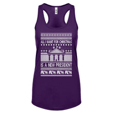 Racerback All I Want for Christmas is a New President Womens Tank Top