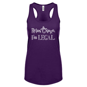 Racerback Relax Gringo I'm Legal Sombrero Womens Tank Top
