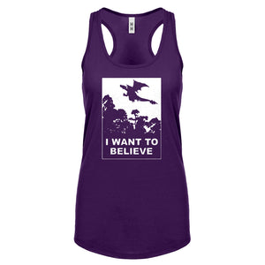 I Want to Believe Fire Dragon Womens Racerback Tank Top