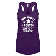 Racerback What Happens on the Route Stays on the Route Womens Tank Top