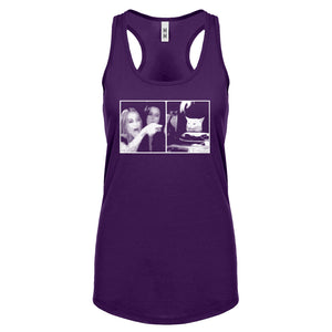 Woman Yelling at Cat Meme Womens Racerback Tank Top
