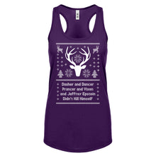 Dasher and Dancer and Jeffrey Epstein Womens Racerback Tank Top