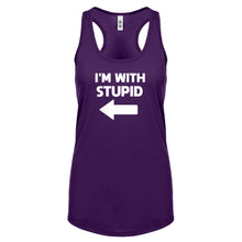 I'm With Stupid Left Womens Racerback Tank Top
