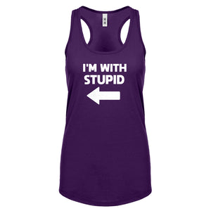 I'm With Stupid Left Womens Racerback Tank Top