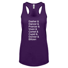 Racerback Reindeer Names Womens Tank Top