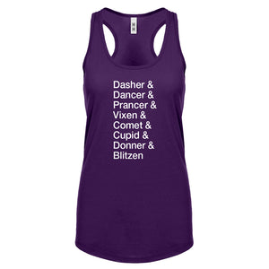 Racerback Reindeer Names Womens Tank Top