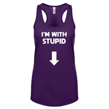 I'm with Stupid Down Womens Racerback Tank Top