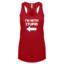 I'm With Stupid Left Womens Racerback Tank Top