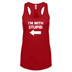 I'm With Stupid Left Womens Racerback Tank Top
