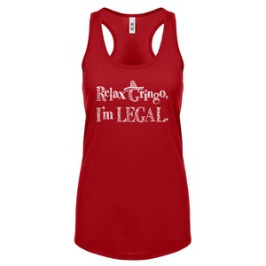 Racerback Relax Gringo I'm Legal Sombrero Womens Tank Top