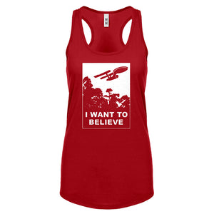 I Want to Believe Space Ship Womens Racerback Tank Top