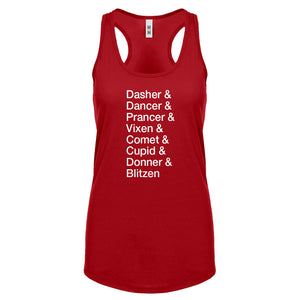 Racerback Reindeer Names Womens Tank Top