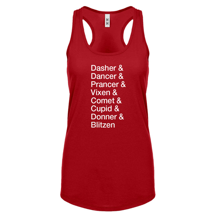 Racerback Reindeer Names Womens Tank Top