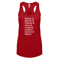 Racerback Reindeer Names Womens Tank Top