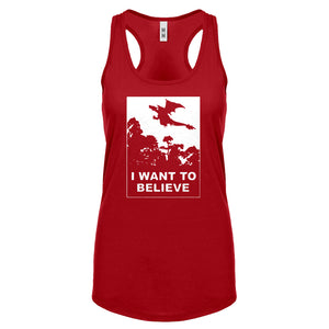I Want to Believe Fire Dragon Womens Racerback Tank Top