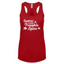 Leggings, Boots, and Pumpkin Spice Womens Racerback Tank Top