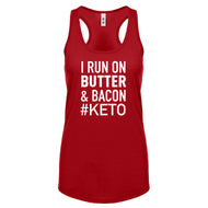 Racerback I Run on Butter and Bacon Womens Tank Top