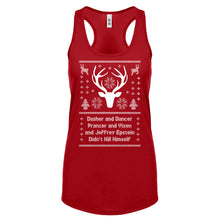 Dasher and Dancer and Jeffrey Epstein Womens Racerback Tank Top