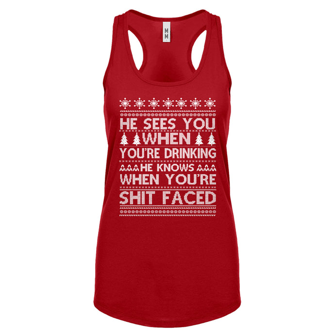 Racerback He Sees Your When You're Sleeping Womens Tank Top