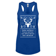 Dasher and Dancer and Jeffrey Epstein Womens Racerback Tank Top