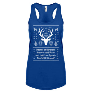 Dasher and Dancer and Jeffrey Epstein Womens Racerback Tank Top