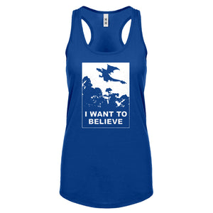 I Want to Believe Fire Dragon Womens Racerback Tank Top