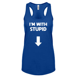 I'm with Stupid Down Womens Racerback Tank Top