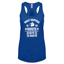 Racerback What Happens on the Route Stays on the Route Womens Tank Top