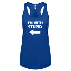 I'm With Stupid Left Womens Racerback Tank Top