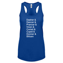 Racerback Reindeer Names Womens Tank Top