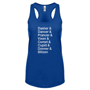 Racerback Reindeer Names Womens Tank Top