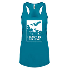 I Want to Believe Space Ship Womens Racerback Tank Top