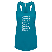 Racerback Reindeer Names Womens Tank Top