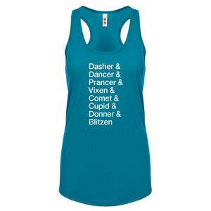 Racerback Reindeer Names Womens Tank Top