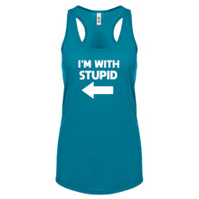 I'm With Stupid Left Womens Racerback Tank Top