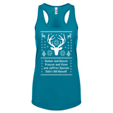 Dasher and Dancer and Jeffrey Epstein Womens Racerback Tank Top