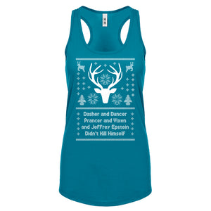 Dasher and Dancer and Jeffrey Epstein Womens Racerback Tank Top