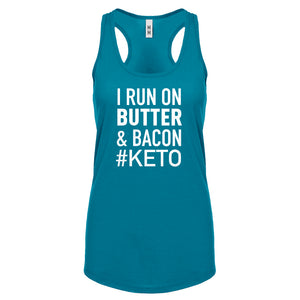 Racerback I Run on Butter and Bacon Womens Tank Top