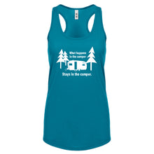 What Happens in the Camper Womens Racerback Tank Top