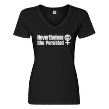 Womens She Persisted Bold Vneck T-shirt