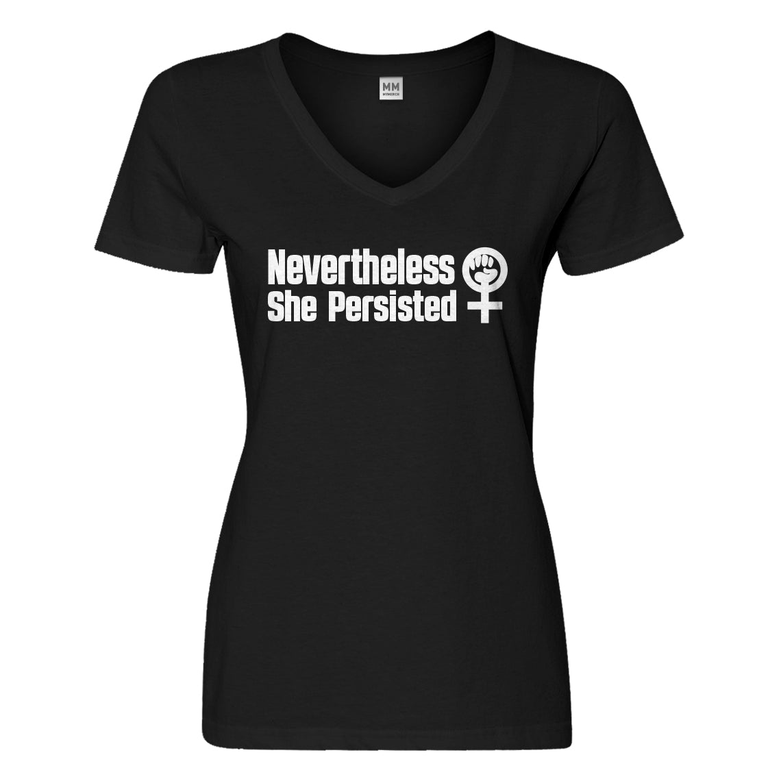 Womens She Persisted Bold Vneck T-shirt