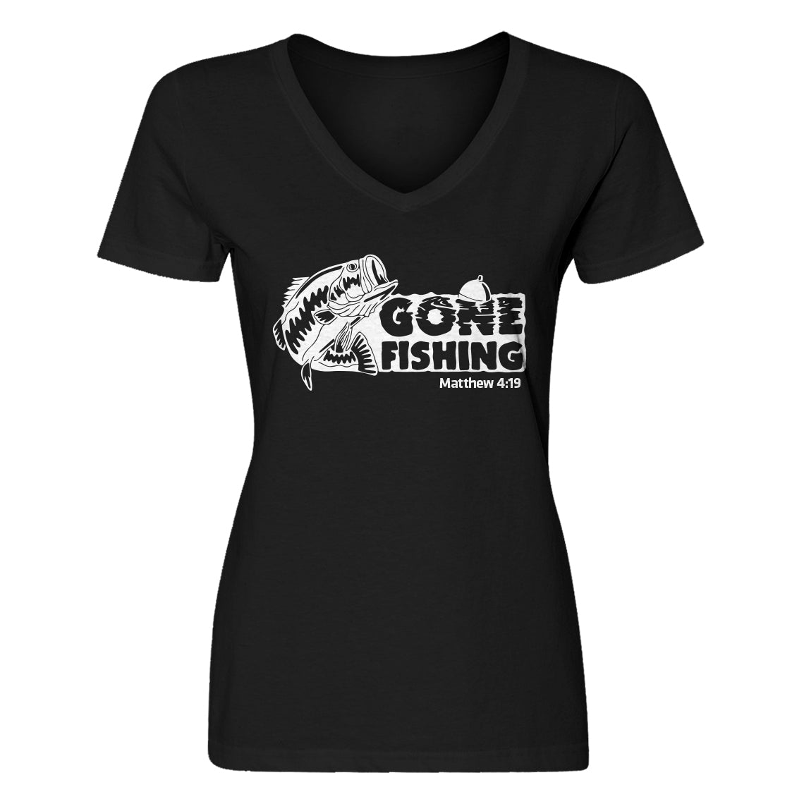 Womens Gone Fishin Vneck T-shirt