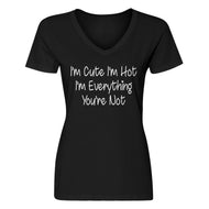 Womens Im Cute Im Hot V-Neck T-shirt