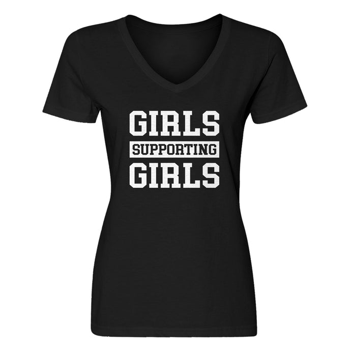 Womens Girls Supporting Girls V-Neck T-shirt