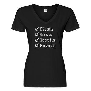 Womens Fiesta Siesta Tequila Repeat Vneck T-shirt